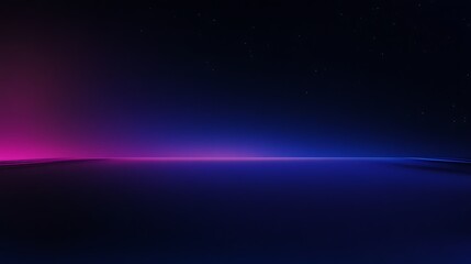 Obraz premium Abstract dark background with blue and pink neon lights reflecting horizon and stars in the sky