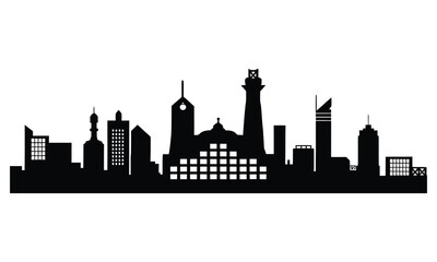 Obraz premium Karachi City Skyline Silhouette, Vector, Icon, Logo, White Background.