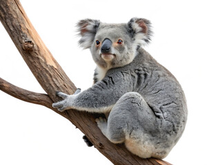 Naklejka premium High-Quality PNG of a Koala on a Tree Branch – Isolated on Transparent Background