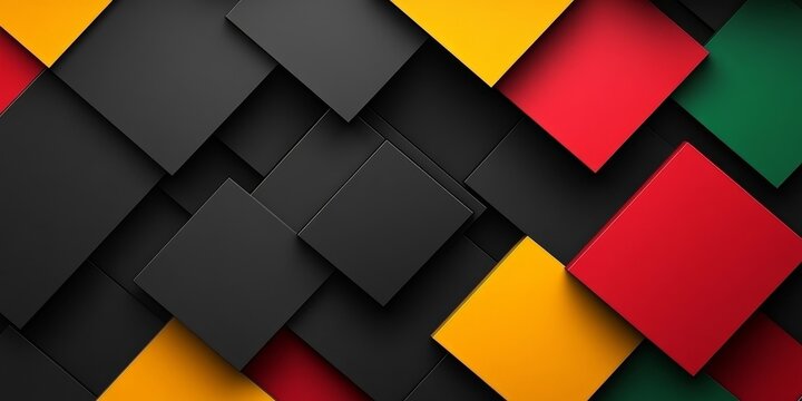 Abstract geometric black, red, yellow, green color background. Black History Month color background with copy space for text