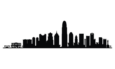 Fototapeta premium Shenzhen City Skyline Silhouette, Vector, Icon, Logo, White Background.