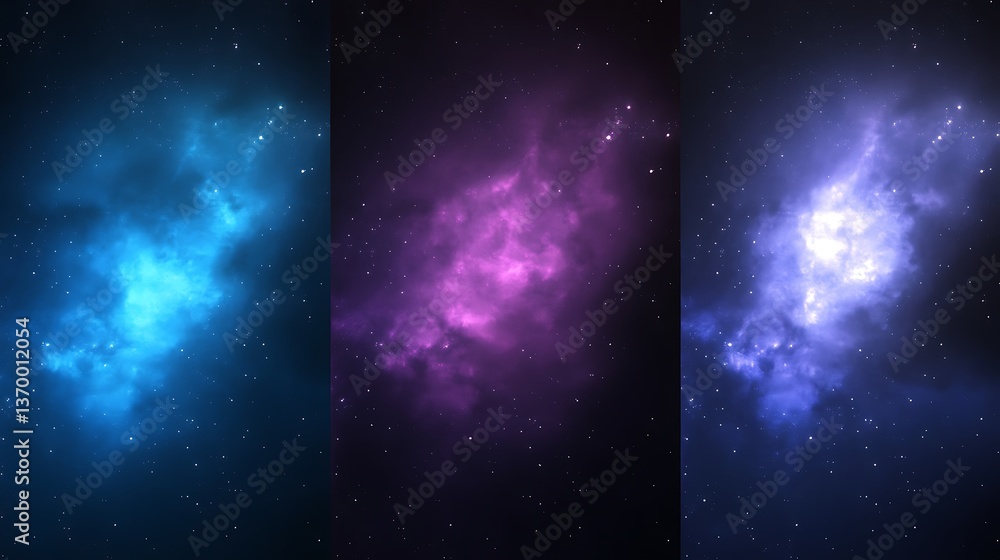 Wall mural cosmic space scene with nebula clouds and stars, galactic background for science and exploration