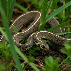The Ribbon Snake &ndash; A Slender, Colorful Reptile Weaving Elegantly Through Its Marshy Habitat