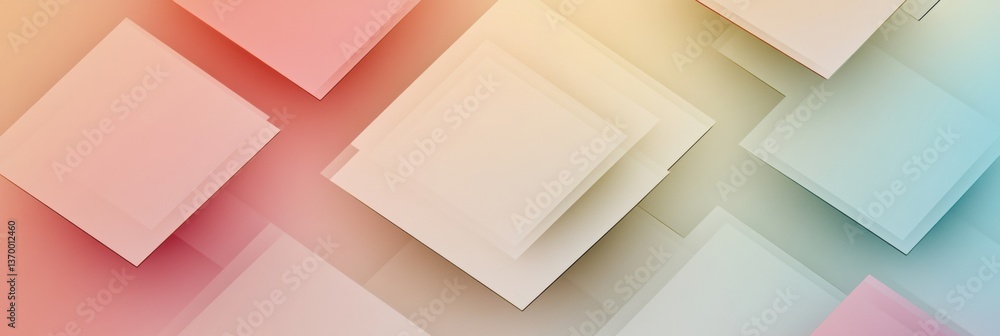 Aufkleber Sophisticated abstract elegance defined by clean geometric design and translucent squares in soft pastel gradients creating a serene visual experience