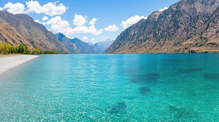 Fototapeta premium Serene lake adventure altai mountains landscape photography tranquil environment scenic viewpoint nature's beauty