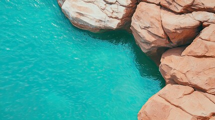 Rocky shoreline and turquoise waters coastal paradise aerial view serene nature landscape