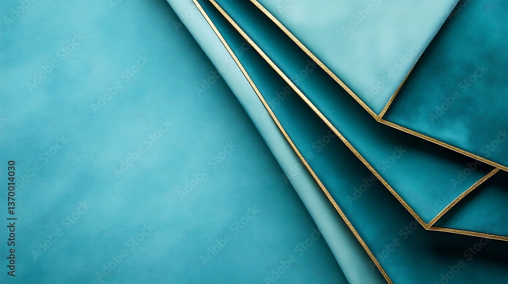 Poster abstract composition of overlapping teal and gold color layers