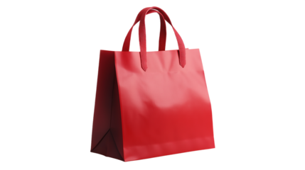 red shopping bag isolated on white background , transparent png 