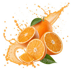 orange juice splash on transparent background