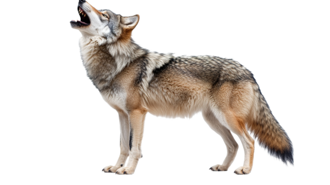 A lone wolf howling in the wilderness captured in gigapixel detail natural environment dramatic viewpoint