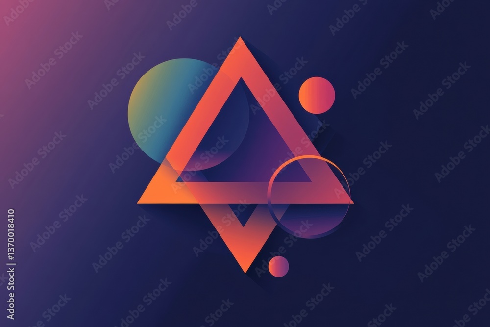 Aufkleber Dynamic geometric logo design featuring triangles and circles in a modern color palette for branding and digital use