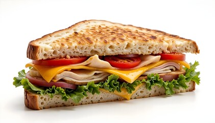 Club sandwich with layers visible in white bacground