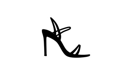 High heels sandal, black isolated silhouette