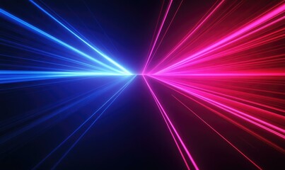 Abstract Glowing Light Streaks: Blue and Pink Radiating Energy on Black Background