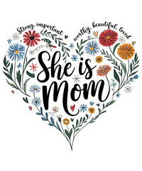 Mama Mother's Day Mom Flowers Png Designs.