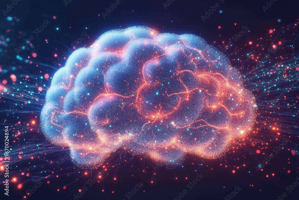 Aufkleber abstract glowing particle brain design