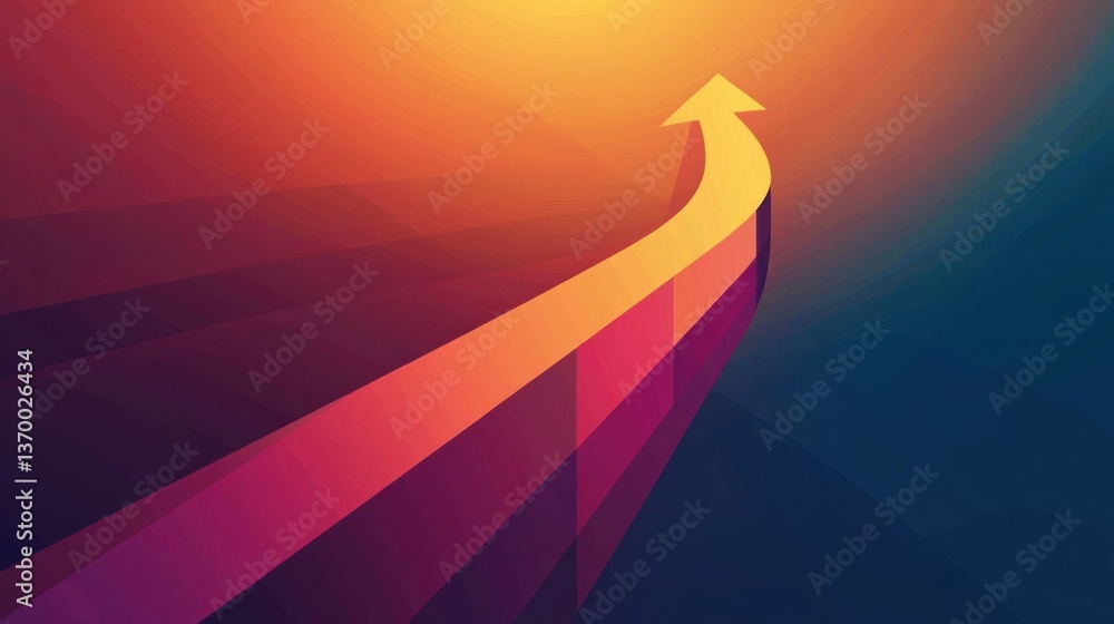 Poster an abstract vector of an upward trajectory, showing a metaphor for building confidence over time.