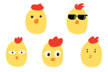 Chicken egg doodle childish emoji