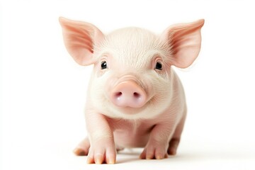  A charming little piglet with a sweet expression, set against a white background. 
