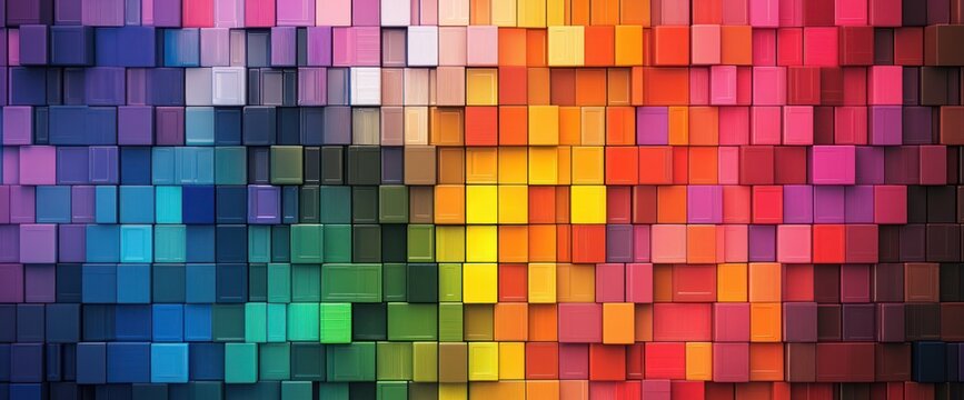 Vibrant mosaic of colorful cubes creating a playful, textured backdrop
