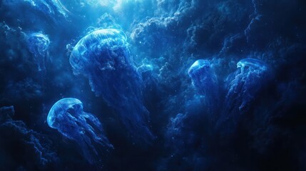 Obraz premium Abstract jellyfish in deep space. Possible stock use