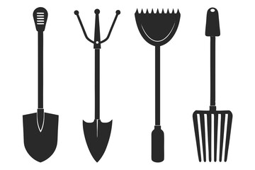 Gardening Tools silhouette vector illustration