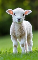 Fototapeta premium baby lamb standing on grass