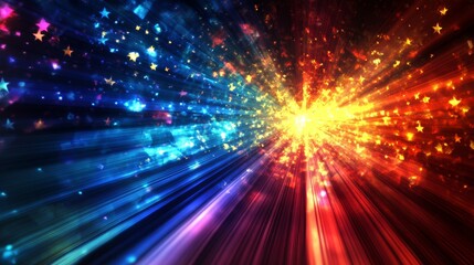 Obraz premium Colorful burst of stars and light filling the night sky during a vibrant festival atmosphere
