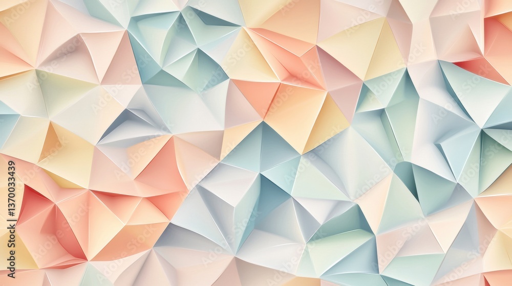 Aufkleber Dynamic arrangement of soft pastel triangles creates an elegant abstract pattern with smooth gradients in a spaced-out composition