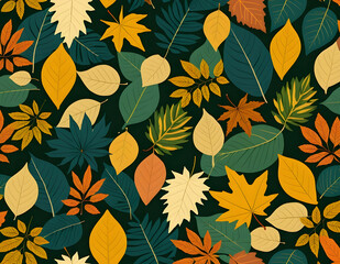 일러스트 느낌의 여러 나뭇잎 그림