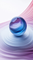 Obraz premium A spherical object with a reflective surface and swirling patterns set against a gradient background
