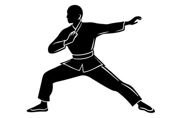 Obraz premium Kung Fu silhouette vector illustration