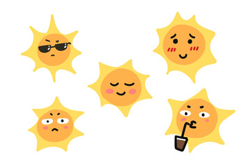 Sun doodle emoji emoticon handdrawn