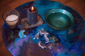 Mystical illustration for esoteric content. Close up details cleansing rite