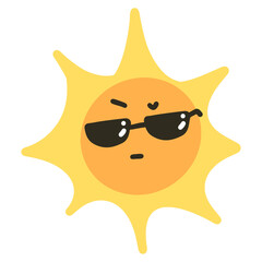 Sun doodle emoji emoticon handdrawn