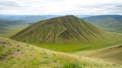 Obraz premium Majestic mountain rising high against a clear blue sky with a stunning landscape below