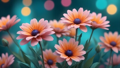 Obraz premium A digital painting of flowers with a shallow depth of field, the flowers are in focus while the background is blurred