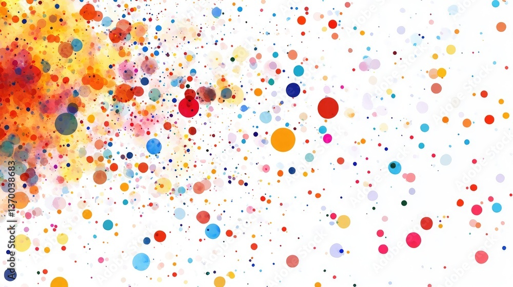 Aufkleber vibrant colorful dots spread over white background, abstract design with bright colors and dynamic p