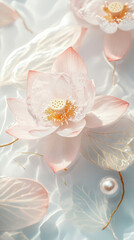 Pink Lotus Flower with Pearl in Water