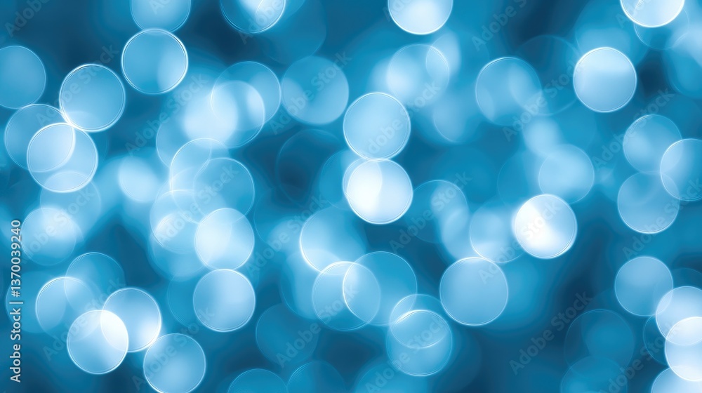 Poster soft blue bokeh background with gentle glowing orbs in an abstract style for creative designs and vi