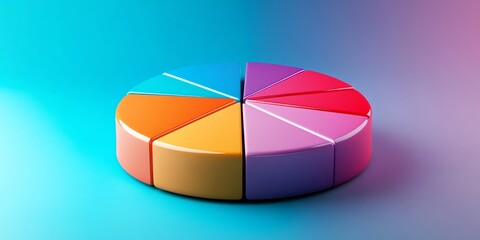 Obraz premium Vibrant Colorful Pie Chart: A Modern 3D Graphic Design
