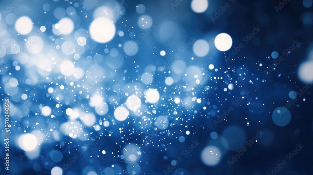 Poster soft blurred blue background with soft light bokeh and sparkles for design and creative projects