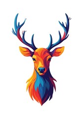 Colorful Deer Head Illustration with Color Blobs