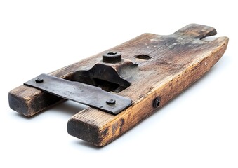 Antique Wooden Tool on White Background
