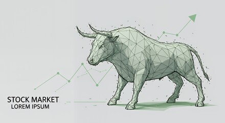Stock Market Bull Geometric Design and Growth Chart