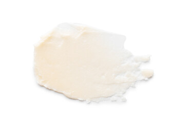 Sample of lip balm isolated on white, top view