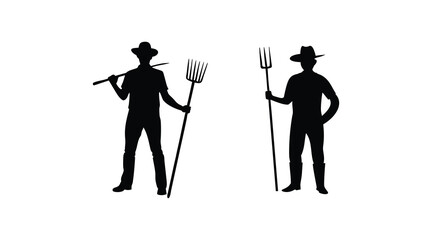 Farmer vector silhouette set