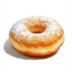 Delicious glazed donut on pure white background food photography minimalist style close-up sweet treat