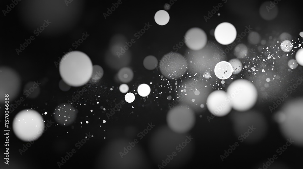 Poster elegant black and white abstract background with soft bokeh light and glittering particles for creat