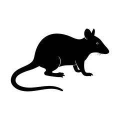 Obraz premium Vector Silhouette of Mouse with White isolated Background